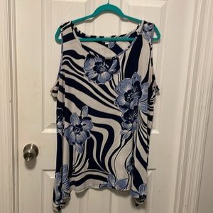 Sleeveless Blouse- Blue/white 18/20